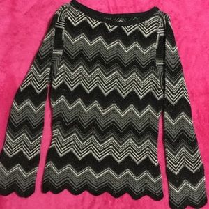 Grey and Black Chevron Stripe Sweater